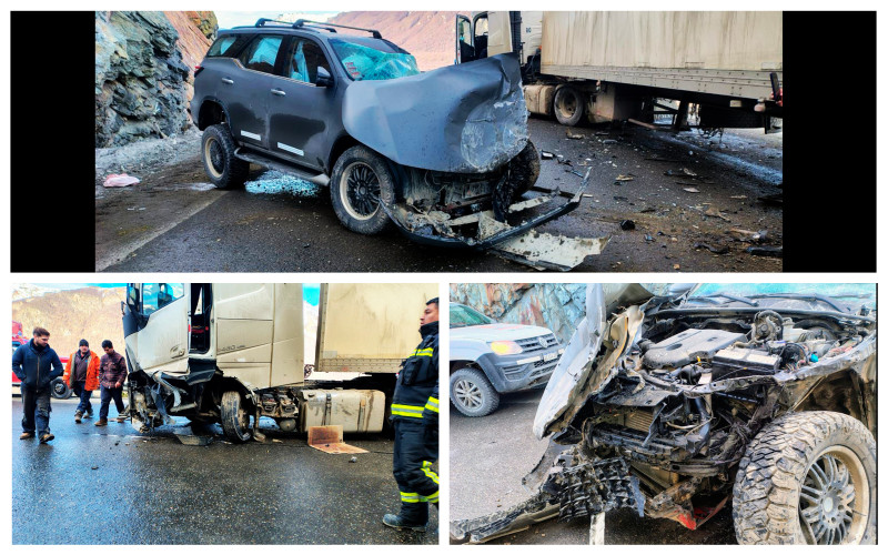 Chocan en la ruta un camión y una camioneta de turismo