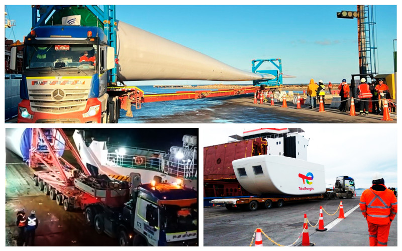 Comenzaron a llegar los aerogeneradores de Total