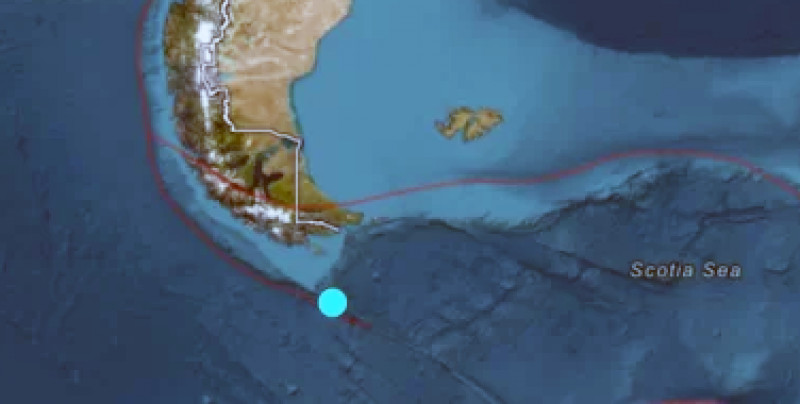 Fuerte sismo de 5,6 a menos de 300 km de Tierra del Fuego