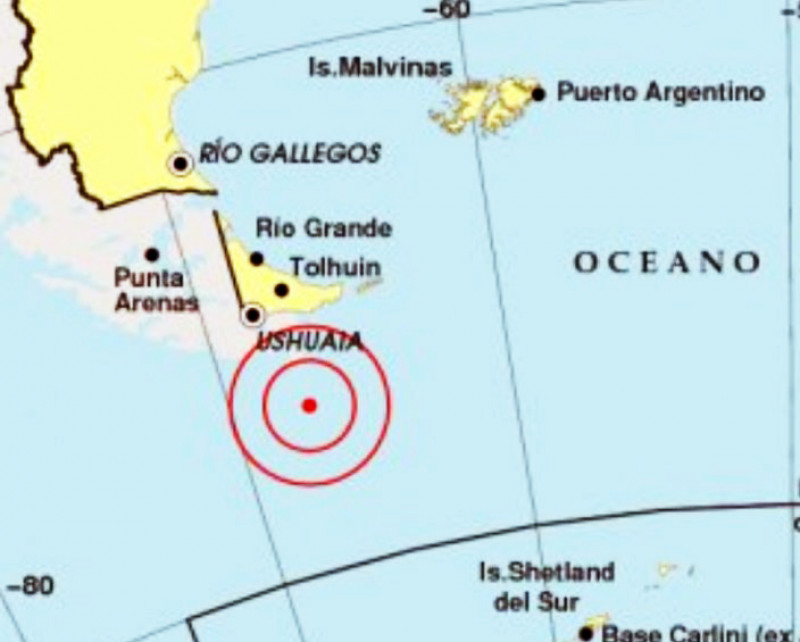 Nuevo sismo de 5,7 grados ocurrió al sur de Ushuaia