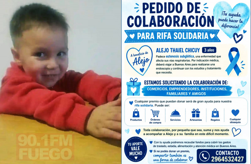 Piden colaboración para niño que debe ser derivado
