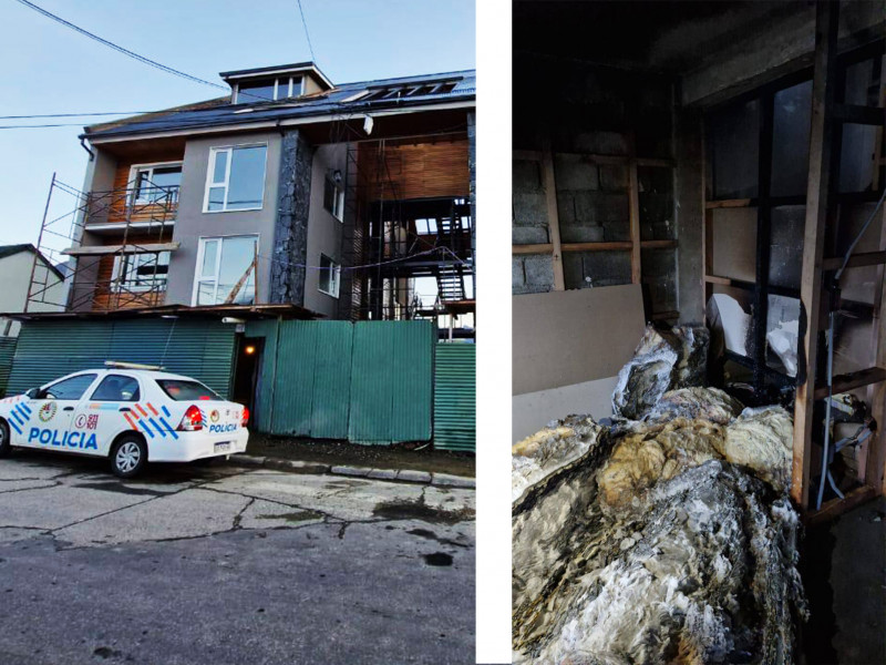 Principio de incendio en obra en construcción en Ushuaia