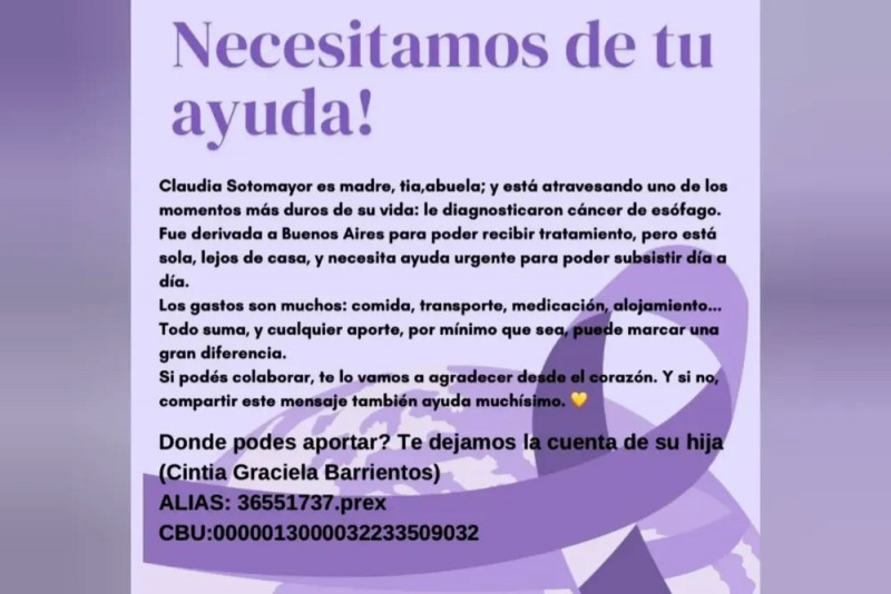 Riograndense con cáncer fue derivada a Buenos Aires